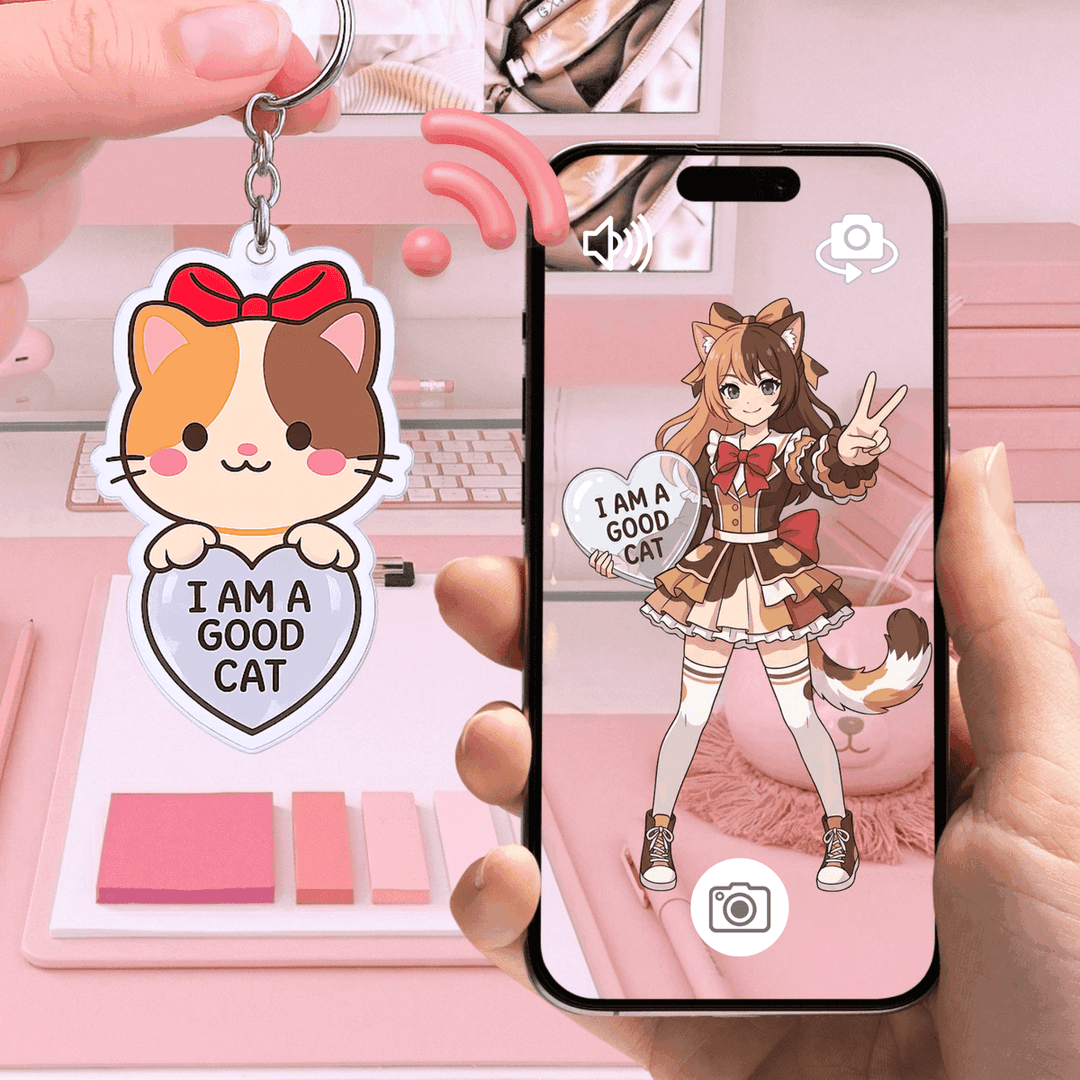 かざすとARで推しが登場。いつでもどこでも、一緒に写真や動画を撮れる特別な体験を楽しめます。