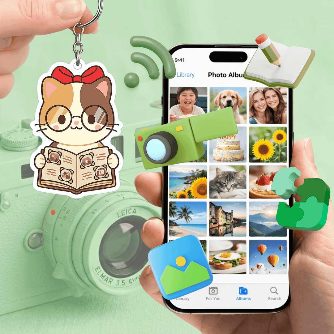 キーホルダーに写真をアップして、思い出の写真をいつでも見返せるデジタルフォトアルバムです。